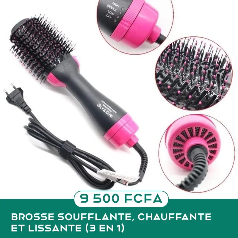 Brosse Soufflante, Chauffante et Lissante 3 en 1