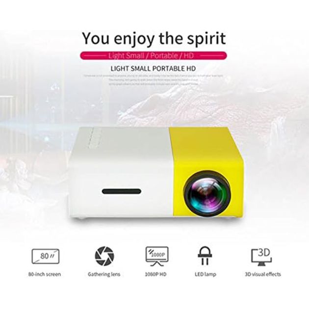Mini projecteur portable - Micro projecteur LED 1080P -  60 pouces